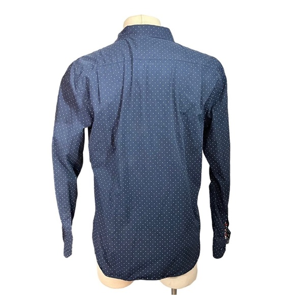Denim & Flower Ricky Singh Navy & Periwinkle Dots Long Sleeve Button-Up Sz XL - Picture 4 of 16